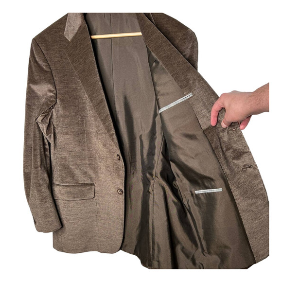 Huckberry Vintage 42R Hickey Freeman Blazer LINDSEY Velvet 2 Button Jacket Brown - Picture 3 of 8